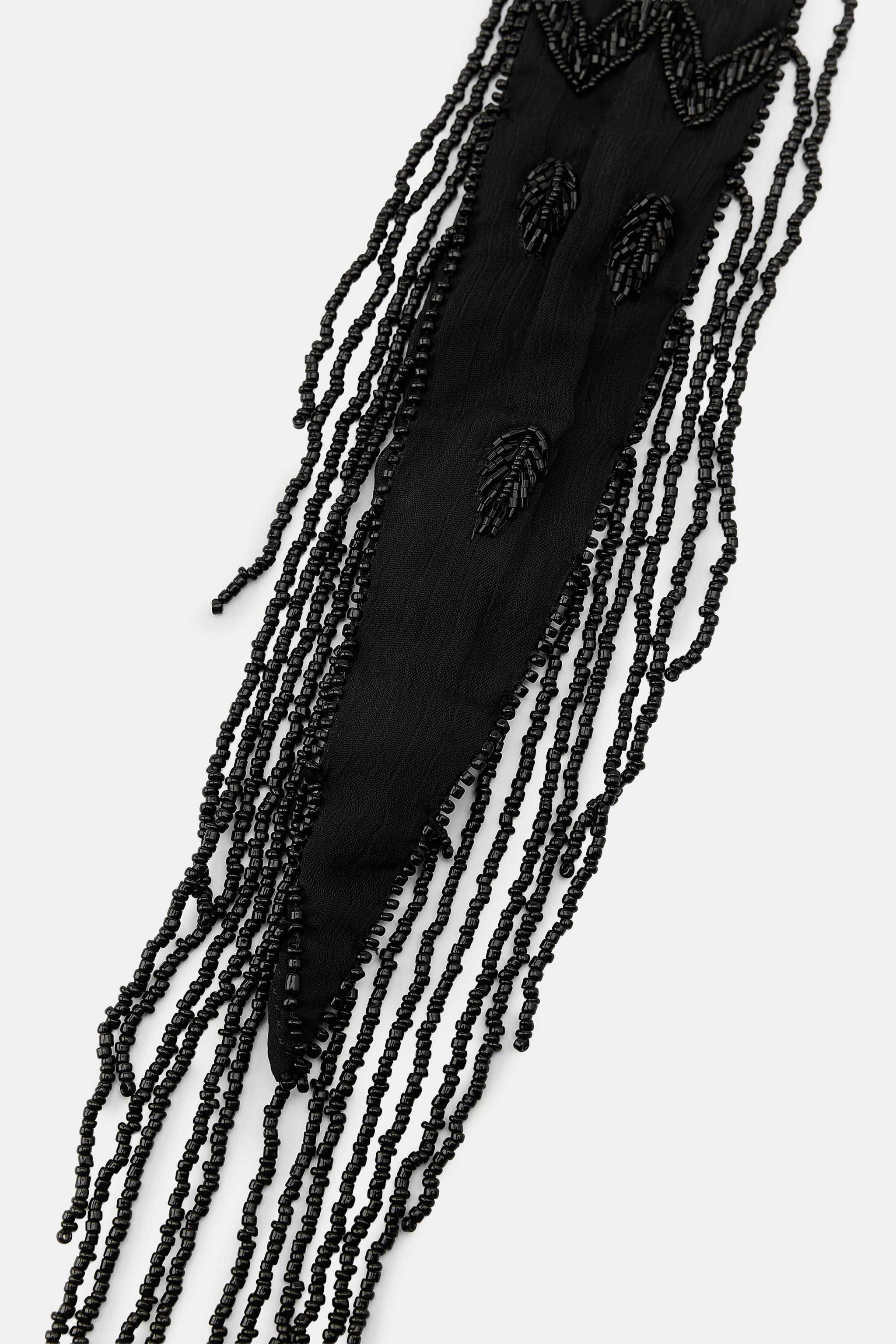 GEORGETTE BEAD FRINGED BANDANA